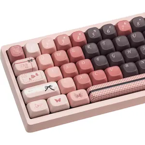 FOA Profile PBT Keycaps Set - 5 Side Dye Sublimation Gradient  and Brown Key Caps for ANSI Layout Mechanical Gaming Keyboard, 130