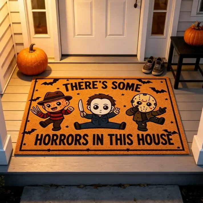 Spooky Doormat Suitable for Entryway, Bathroom, Balcony - Colorful Horror Character Door Mat Suitable for /Outdoor Use, Random Print