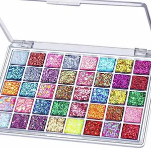 FANDAMEI 40 Colors Face Glitter, Face Paint Glitter Gel - Face Glitter for Women Girls, No Glue Needed, Multi-Purpose Glitter Makeup for Hair Face Body Halloween Rave Carnival