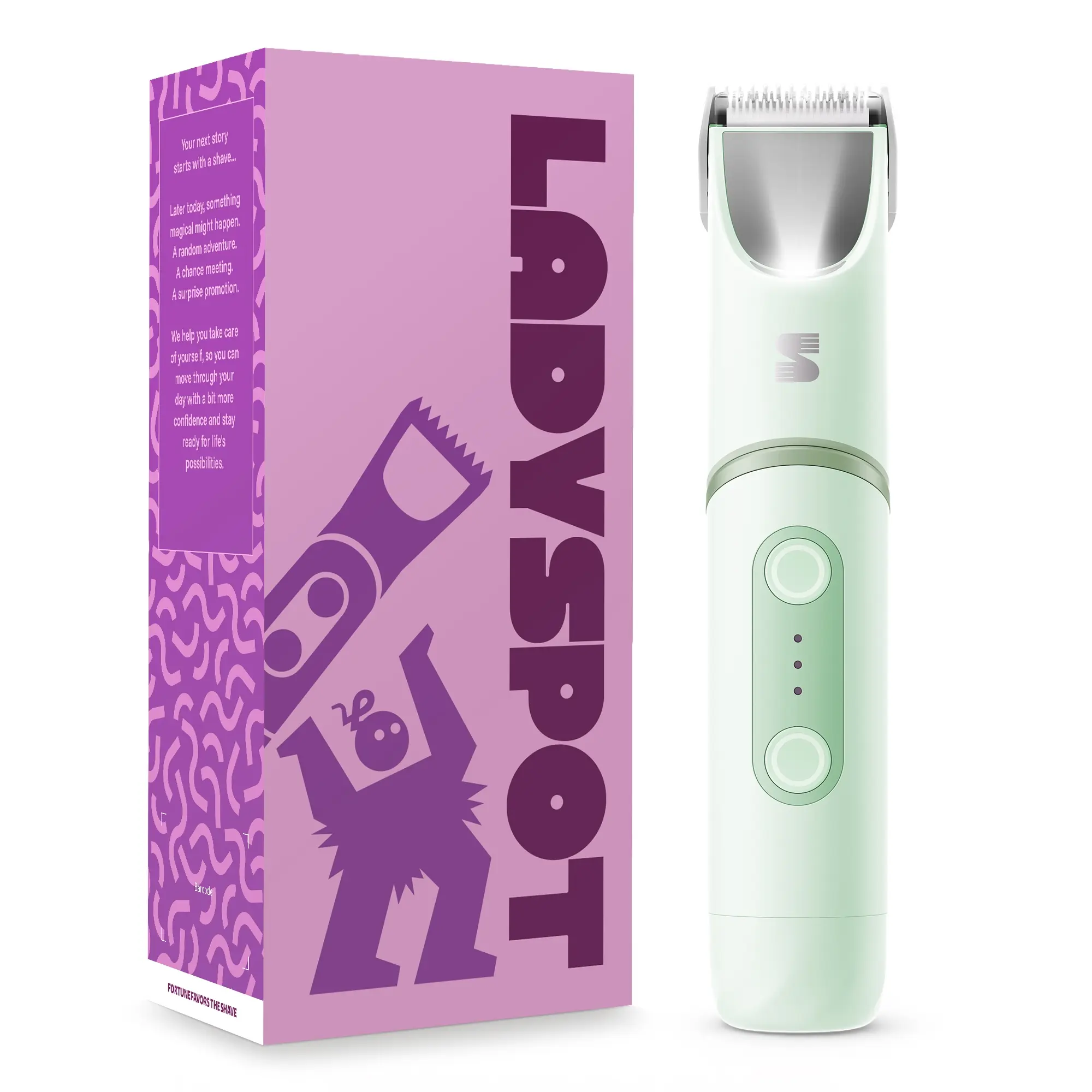 LADYSPOT  Women Shaver -180° Rotatable Flexible Ergonomic Head with Built-in Light & Mirror, 2-in-1 Trim & Shave IPX7 Waterproof Wet Dry Lady Trimmer for Leg Underarm Bikini Line