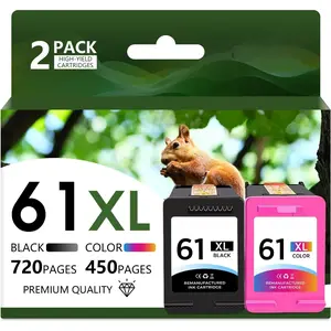 61XL Ink Cartridges Combo Pack High Yield Replacement for  61XL - Compatible with  DeskJet, Envy & OfficeJet Printers, DeskJet 2540 Envy 5530 OfficeJet 4630, 1 Black 1 Tri-Color,2 Pack