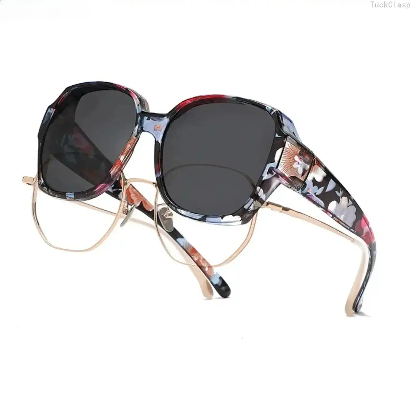 TuckClasp 2026 NEW Trendy Over Sunglasses – Polarized UV400 Anti-Glare Shades, Bold Geometric Frame Lightweight Flexible Design for Men & Women, Wear Over Prescription Glasses for Driving, Outdoor & Daily Use