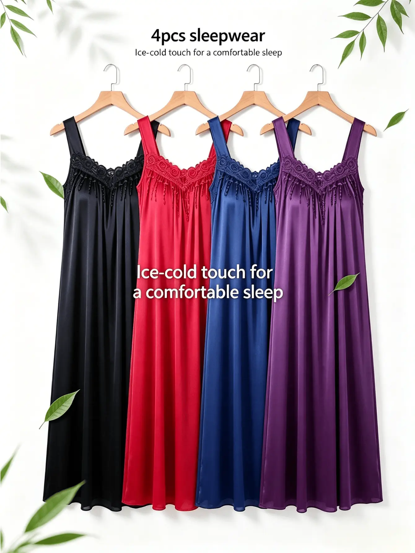 4-piece set, new arrival, European and American style, long nightgown/nightdress loungewear, can also be worn outside