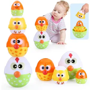 Chicken Toddler Easter Eggs Toys, Nesting Dolls Stacking Toys for Toddlers 1-3 Matching Shape Sorters Sensory Preschool Learning Baby Easter Basket Stuffers Gifts 6-12 12-18 Months, 1 Year Old
