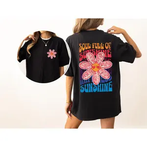 Soul Full Of Sunshine, Happiness, Serenity, Radiance, Inspiration, Positivity, Laughter, Kindness, Gratitude, Flowers, Love, Mental Health, Tshirt, Women's Comfort Color Tee, Tshirt