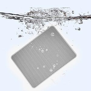 Cat Litter Mat, 35x24/24x18 Inch Double Layer Cat Litter Box Mat, EVA Non-Slip, Waterproof Urine Proof Cat Litter Catcher Mat, Easy Clean Scatter Control (35x24 Inch, Gray)