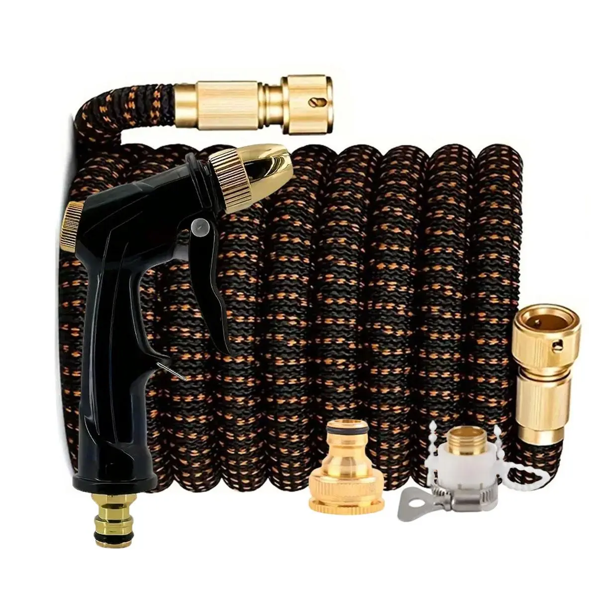 Garden Hose Set, Retractable Garden Watering Hose with High Pressure Nozzle, Garden Hose Connector, Durable Rubber Material Leak proof hose Set for Outdoor Home Cleaning & Car Washing, Retractable Water Hose