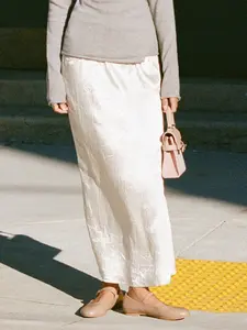 Cider Textured Mid Rise Mermaid Maxi Skirt