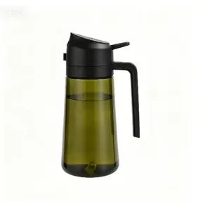 2 in 1 Oil Sprayer for Cooking 16oz/470ml Light-Blocking Dark , Olive Oil Dispenser Bottle for Kitchen, Premium Dark Green Glass Oil Bottle, Food-Grade Oil Mister for Air Fryer, BBQ