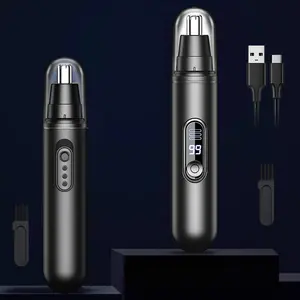 Electric Nose & Ear Hair Trimmer for Men, Rechargeable Painless Nose Hair Clipper with LED Power Display, Smart Fast Charge, Low Noise & Vibration, Portable for Travel