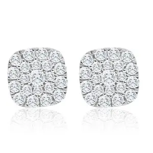 1Ct TW Round Diamond Cushion Halo Studs 10k Yellow Gold Lab Grown Earrings