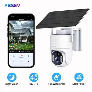 PBSEV 3MP Safety Solar Powered Outdoor Camera,Built-in SIM Card No Wi-Fi ,Ultra-Low Power Consumption,supports AI detection and tracking of people and packages, 360° horizontal/vertical rotation,two-way audio,night vision,fire alerts,IP65 waterproofing