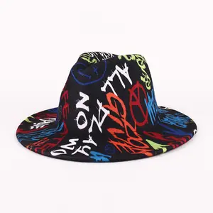 Graffiti Fedora Hat With Black Bottom