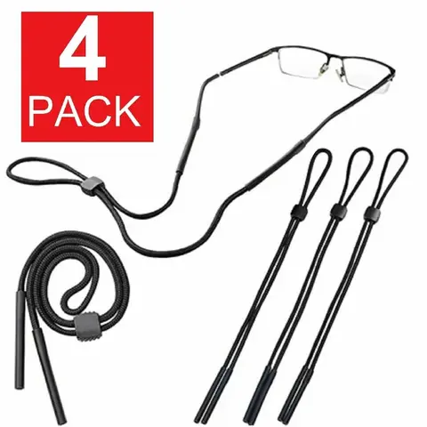 Unisex Basic 4-Pack Braided Polyester Neck Strap Eyeglass Holders Around Neck - Anti-Drop, Comfortable Rubber Grip, Durable Temple Stay, Accessory Glasses Chain & Lanyards for Outdoor Sports, Never Lose Your Glasses Again