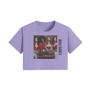 ZIPSIE Ladies Boss Babe Crop Tee - Purple Short Sleeve T-Shirt with "Boss Babes" Design