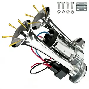 Heavy Duty 130DB Loud Air Horn, 12V Dual Trumpet Kit with Compressor for Lorry, Van, Off-Road Vehicle, Commercial Use