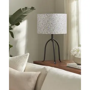 Livabliss Floriva Accent Table Lamp, 25" Height Drum Shape Modern Rustic Lamp, Bedroom Night Light for Atmosphere Lighting