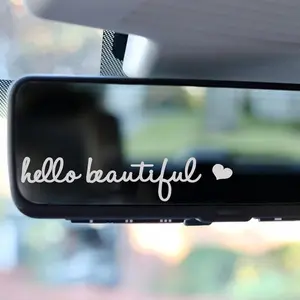 2PCS/SET Hello Beautiful" Car Rearview Mirror Decal, Self-Affirmation Inspirational Sticker for Car, Personalized Auto Interior Decor, Sticker for Cars | "Hello Beautiful" Car Stickers