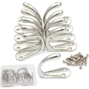 10PCS Zinc Alloy Wall Hooks Wall Mounted Single Prong Robe Hook-Secured with self-Tapping Screws Hanging Towel Coat, Backpack, Robe,Key,Scarf, Bag (Silver)