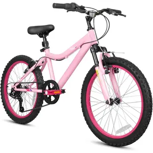 20 24 Inch Kids Mountain Bike,Kids Bike for Girls Age 6-14 Year Old,6 Speed Kid Bicycle with Front Suspension Fork,Adjustable Seat Height,High-Carbon Steel Frame,Ideal for Girl Adventurers