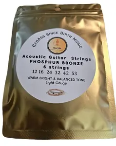 BADASS Acoustic Guitar Strings, Phosphor Bronze, Light Gauge 12-53, 6-Strings