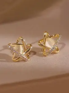 Star Design Stud Earrings, Fashionable Rhinestone Decor Earrings for Women & Girls, Trendy All-match & Exquisite Jewelry for Birthday Gift