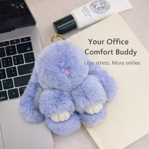 【BunnyLulu】Soft Handmade Bunny PomPom Keychain with Originial Design Tin Box – Cute Bag & Backpack Charm, Fun Gift for Friends or Loved Ones
