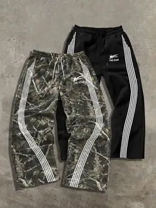 Men's Camouflage Stripe Print Tracksuit Pants, Casual Comfy Breathable Sweatpants for Daily Wear, Fashion Men's Clothes for Summer, Athleisure Style Bottoms