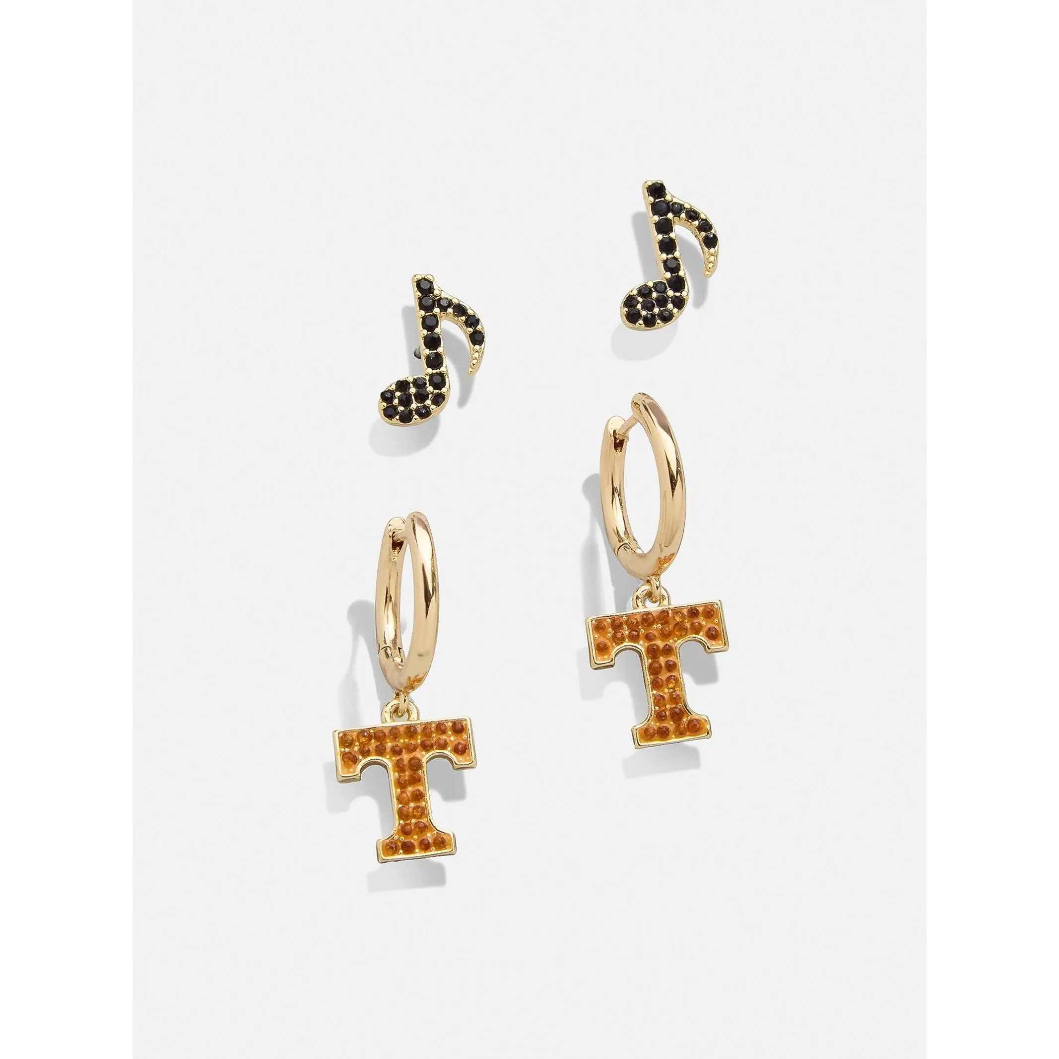 University of Tennessee Dangling Earrings Set, Letter 'T' Design, Mix-and-Mix Style, Music-Themed Costume Jewelry Accessory