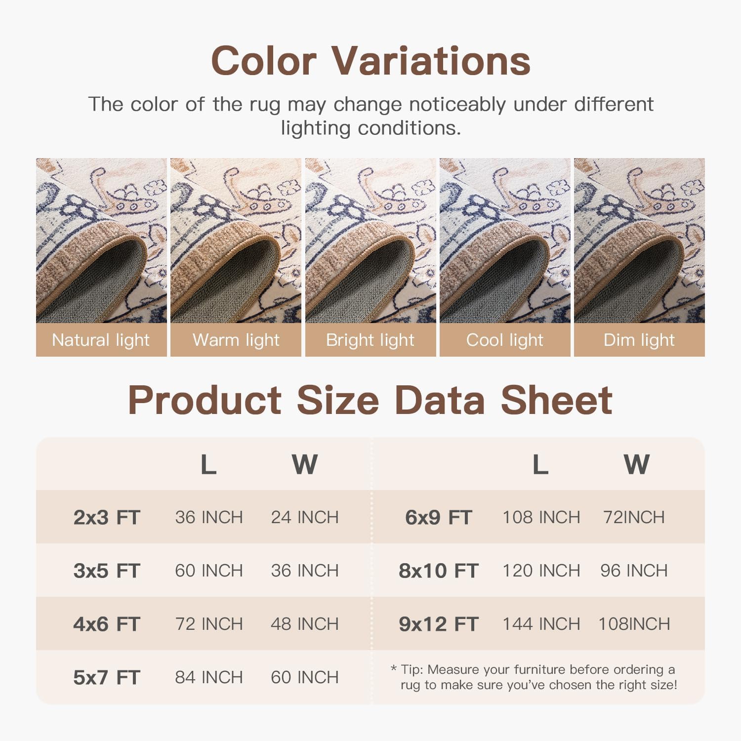 2'x6' Washable Boho Runner Rug, Non Slip Vintage Bohemian Indoor Carpet for Bedroom, Kitchen, Living Room, Hallway