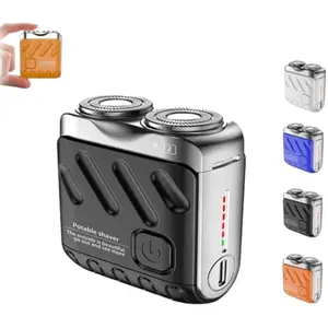 Mini Electric Explosive Shaver, Portable Rotary Dual Ring Electric Shavers,  New Upgrade Pocket Razor, Waterproof,Magnetic Blade, with LED Power Display (Black) Gifts For Men Dad Birthday  Fathers Day Presents