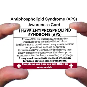 Antiphospholipid Syndrome Metal Wallet Alert, APS Medical ID Card, Waterproof Stroke Clot Risk Safety ICE, Autoimmune Support Aps Awareness