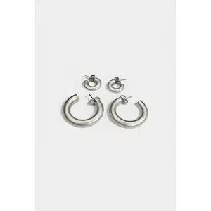 Velvet Silver Hoops — Set