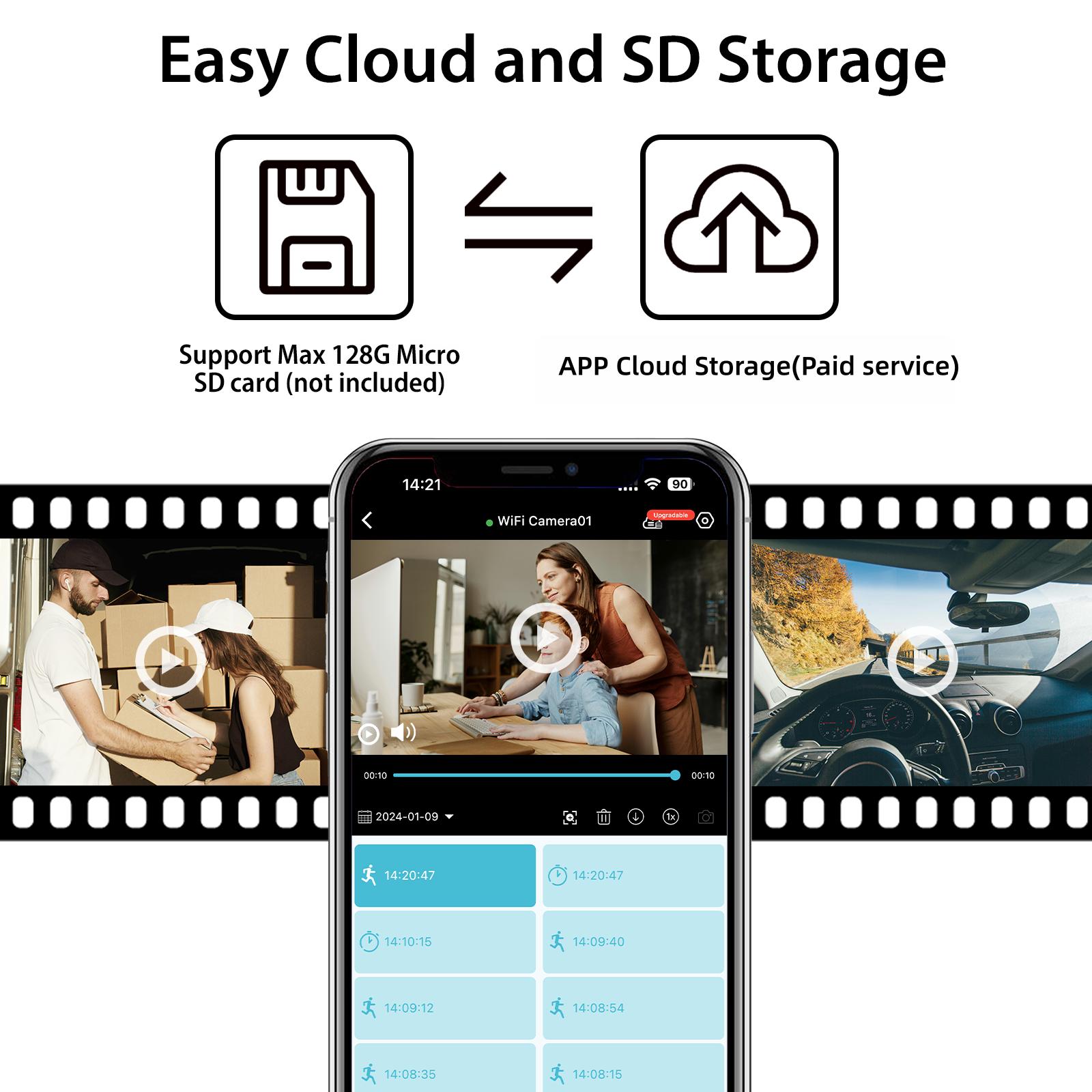 2MP FHD Hidden Mini Security Camera, Wireless WiFi, Motion Detection,  Night Vision, Nanny Cam for Home Use, Indoor Surveillance, Baby & Pet Monitor, Cloud Storage (Paid Service) + SD Card Recording (SD Card Not Included) with Infrared