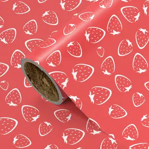 Strawberry Gift Wrap Paper Roll, Cute Strawberry Print, Birthday, Wedding, Fruit Theme Party, DIY Craft Decoration, 43.2cm X 300cm