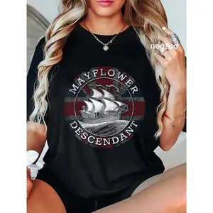 100% Cotton Mayflower Descendant Used Union Jack T-Shirt