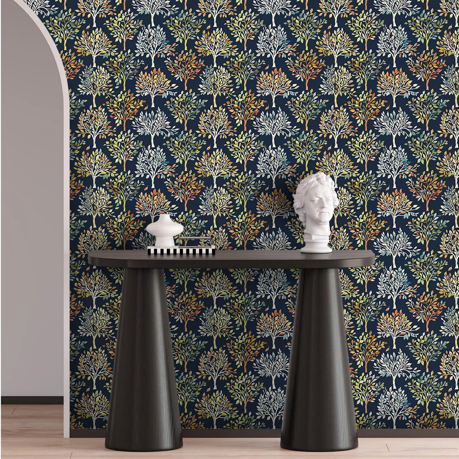 Vintage Tree Pattern Wallpaper, Waterproof Self-adhesive Wallpaper, Decorative Wallpaper for Home Kitchen Living Room Bedroom