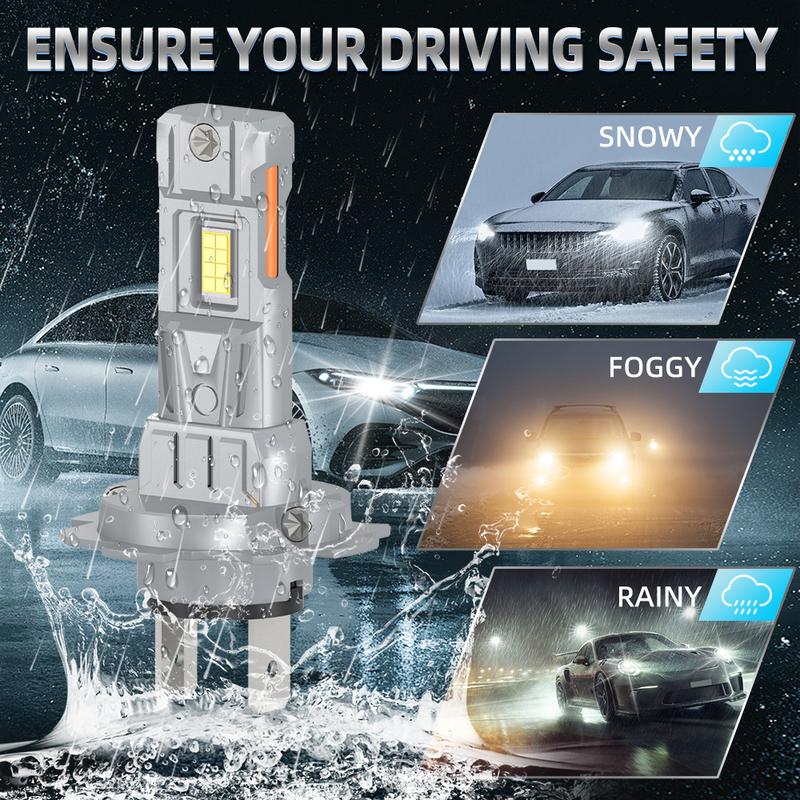 2pcs 12V 24V LED Car Headlights H1, H4, H7, H11, 9005, HB3, 9006, HB4,6000K White Light Bright CSP Chip Upgraded Design LED Plug & Play Bulbs, No Battery, Fog Lights