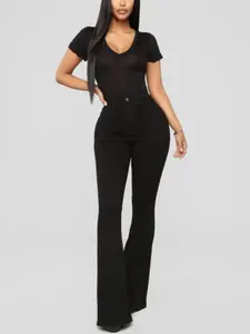 Deep In My Soul Flare Jeans - Black High Stretch Super Soft Fabric Perfect Fit for Various Body Types, Available in Petite Regular & Tall Sizes