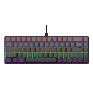 AJAZZ AK680 wired mechanical keyboard 65% layout compact office keyboard tea switch red switch 68 key e-sports game mechanical keyboard mixed color DIY support multi system plug and play suitable for e-sports games and office Wired Gaming Keyboard