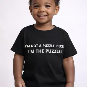 "I'm Not a Puzzle Piece, I'm the Puzzle" Christian T-Shirt Bold Black Tee for Toddler Youth & Adult Sizes Faith-Based Declaration T-shirt 50/50 Cotton/Polyester