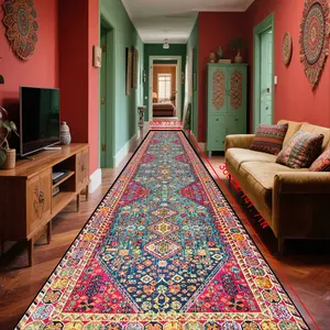 Bohemian Colorful Crystal Velvet Rug, Luxury Persian Hallway Runner Carpet, Boho Persian Rug, Large Area Outdoor Patio Rug, Camping Picnic Gift