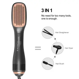 3-In-1 Hair Dryer Brush Overheating Protection Negative Ion Hair Straightener Fast Heating Lightweight Hair Straightening Tool