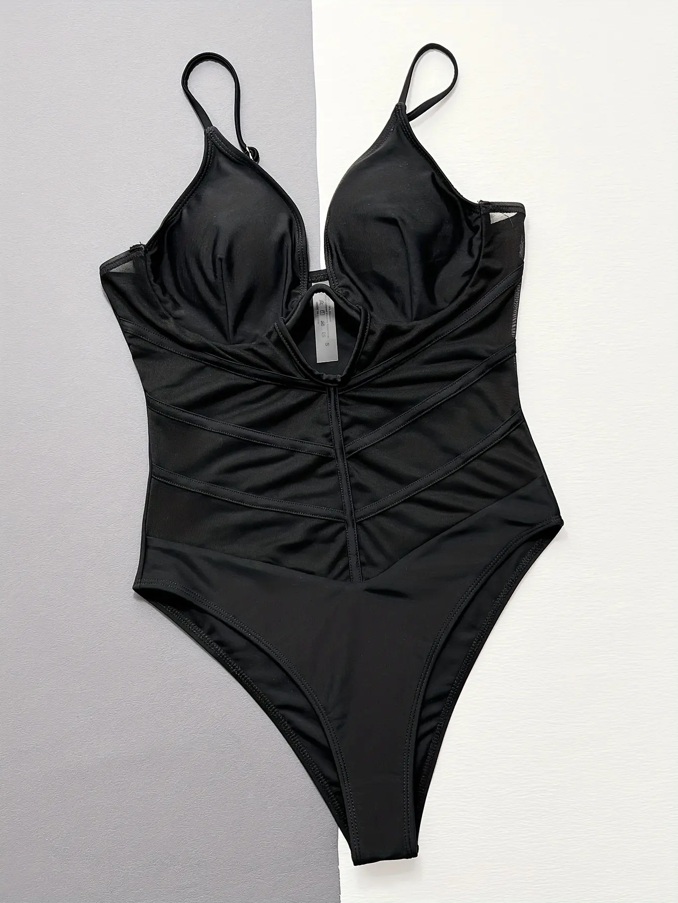 Women'S Sexy V-Neck Mesh Underwire One-Piece Swimsuit - High Cut See-Through Swimwear with Removable Pads, Stretchy & Breathable for Beach, Pool, or Summer Outfits, High Waisted Swimsuit, Poolside Attire, Elegant Swimwear, Comfortable Fit