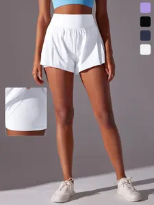 Women's Solid Color Gym Shorts, Breathable Comfortable High Waist Skinny Shorts, Ladies Sportswear for Indoor Outdoor Wear, Swim Shorts, Swimwear Shorts, Swimming Shorts, Swimming Trunks