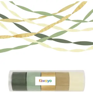 Birthday Baby Shower Decorations, Sage Green Gold Crepe Paper Streamers Party Decorations(5 Rolls) for Camp Bachelorette, Bridal Shower,Engagement Woodland Safari Boho Party Decor Women Adults