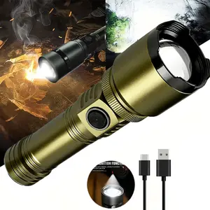 All-aluminum flashlight, can be ignited using Nefel lens, with variable focus fire based on convex lens principle. Cool appearance, shock-resistant and wear-resistant. 5000mAh, 5 light sources, can flash, suitable for camping enthusiasts and survival kits