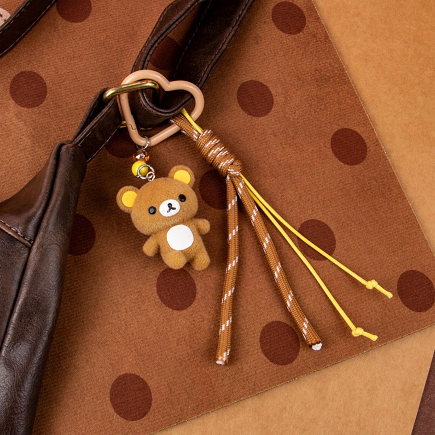 MINISO x Rilakkuma Everyday Series Heart Lock Keychain - Kawaii Aesthetic Knot Rope Charm Collectible, Bag Pendant, Bag Key Accessory, Keychain Accessory for Gifting, Bag Pendant Keychain，Back To School