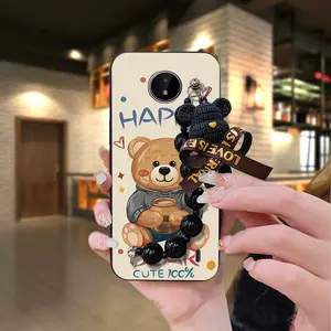 Back Cover Dirt-resistant Phone Case For Nokia C10/C20 silicone Waterproof Anti-knock Bear bracelet soft case Simplicity Black pearl pendant protective case Cartoon cute