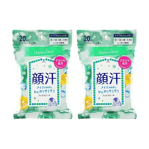 Mandom Happy Deo Facial Wipes for Oily Skin - Refreshing Fruity Scent, 20 Count (2 Pack)